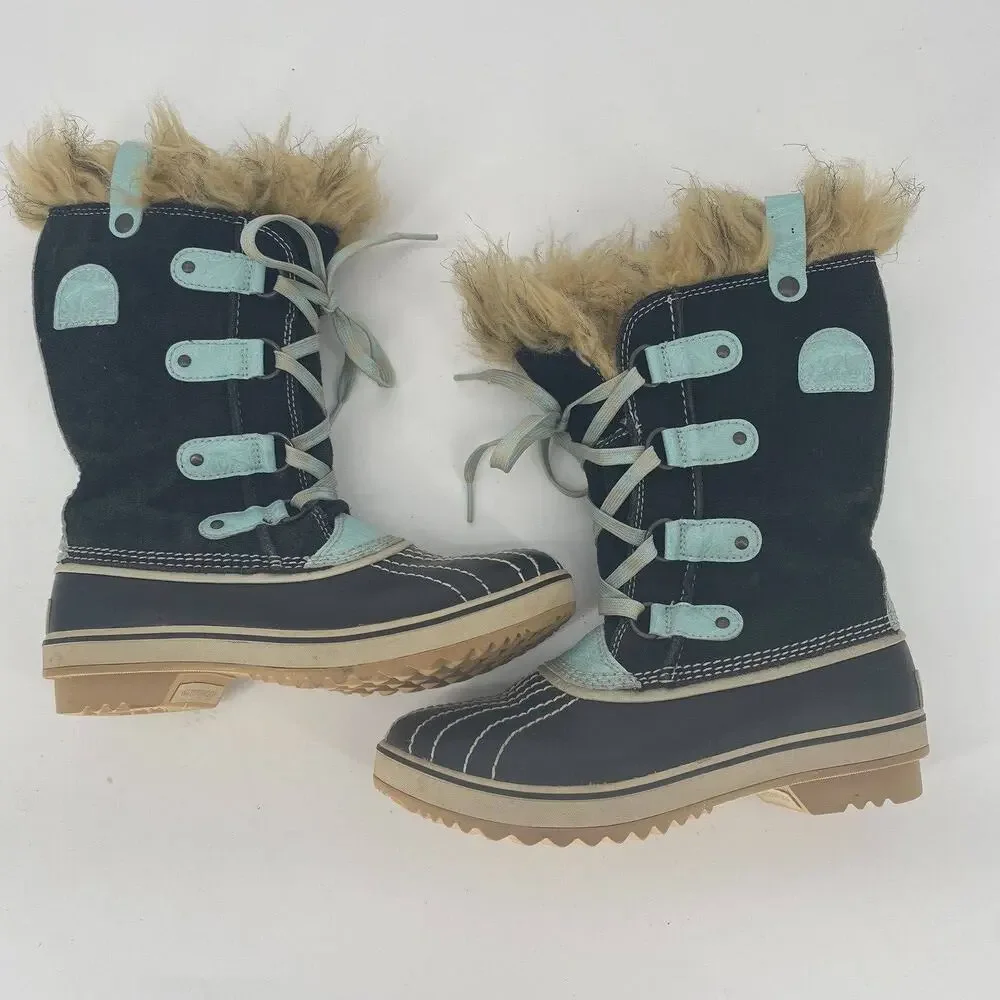 Sorel Tofino II Black Turquoise Waterproof Snow Boots Womens US 5 EU 36